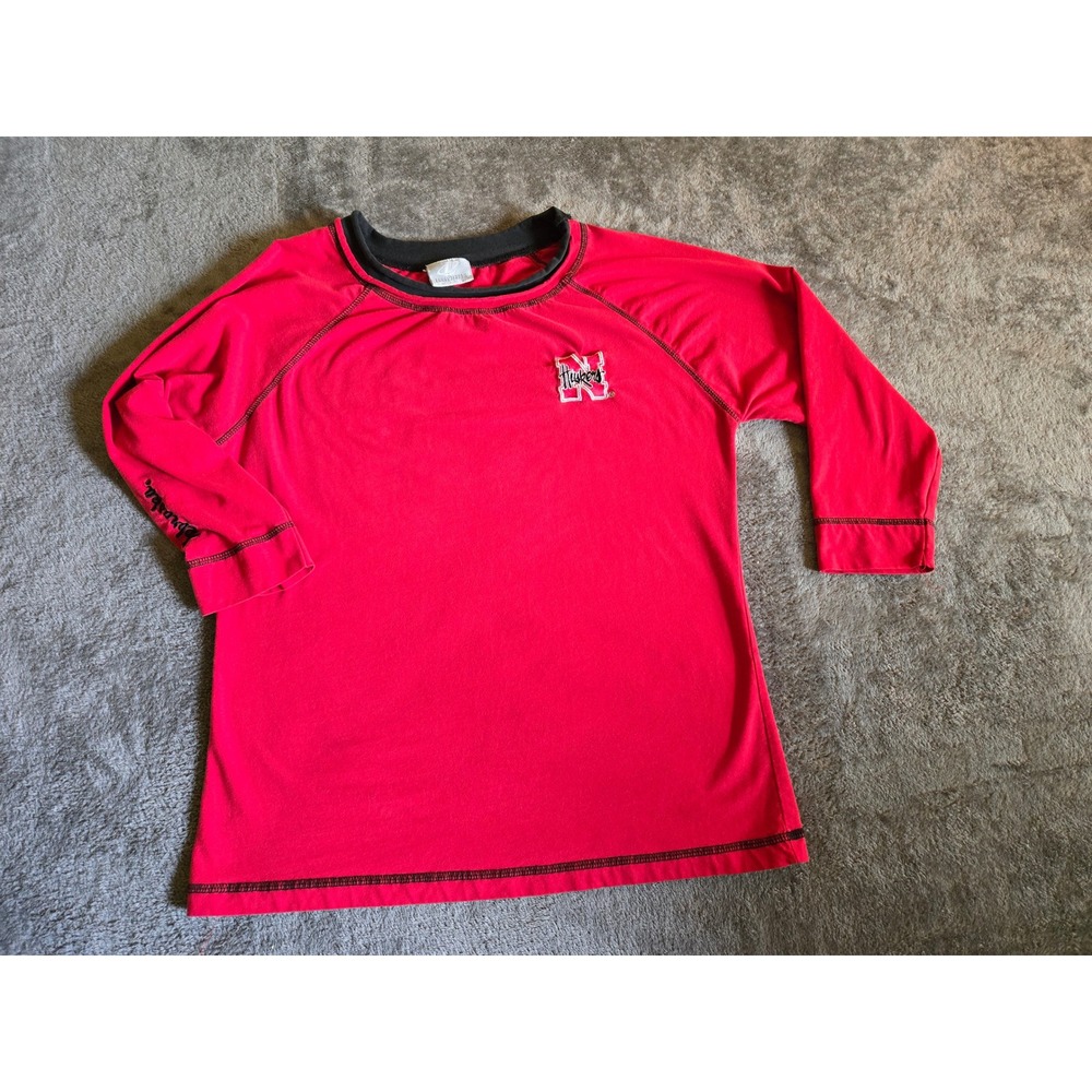 Logo Athletic Nebraska Huskers Top Womens Large Red Good 3/4 Sleeve Raglan